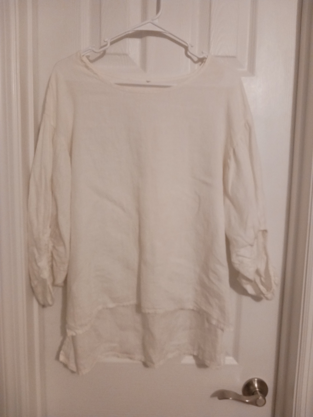 Made In Italy Linen High Low Pullover Top White Minimalist Boho